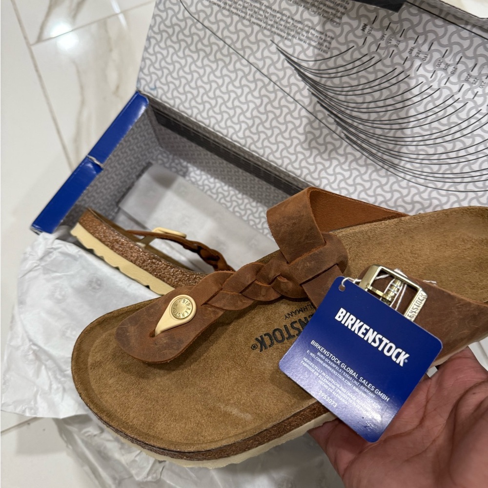 Birkenstock Brown Suede Braided Thong Sandals